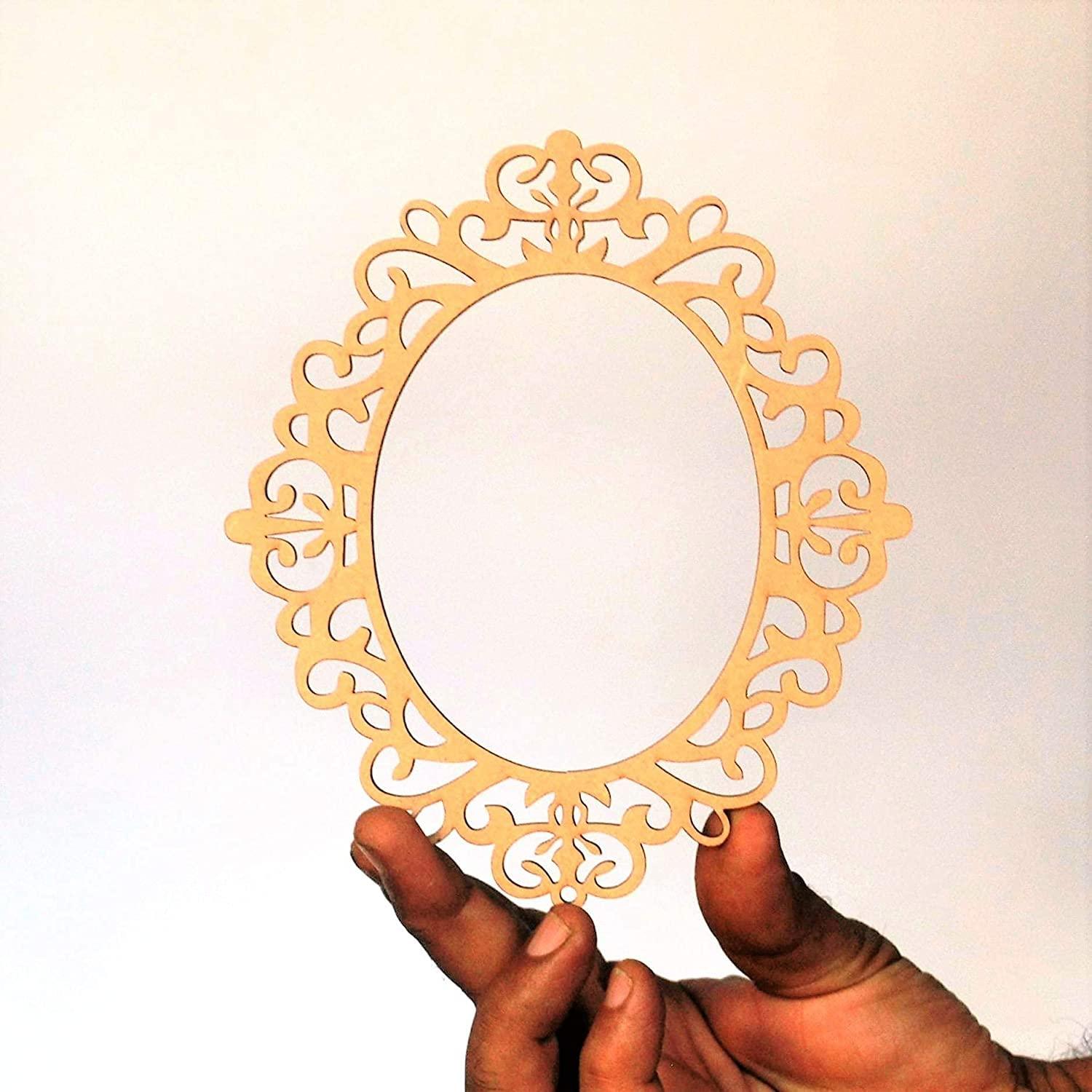 Haoser Pack of 2 Unfinished Wood MDF Oval Mirror Photo Frame Cutout 11.8 x 1.4 INCH Craft DIY Projects, Unfinished Wooden Picture Frames for Crafts and DIY Ornaments for Embellishment, - Haoser