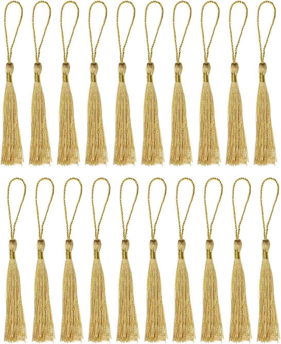 Haoser Golden 50 Psc 13cm/5 Inch Silky Floss Craft Tassels, Handmade Tassel with Loop for Jewelry Making Souvenir, Bookmarks, DIY Craft Accessory - Haoser