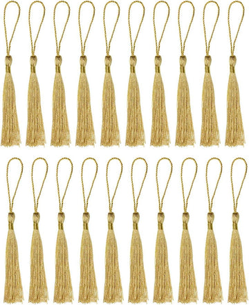 Haoser Golden 50 Psc 13cm/5 Inch Silky Floss Craft Tassels, Handmade Tassel with Loop for Jewelry Making Souvenir, Bookmarks, DIY Craft Accessory - Haoser