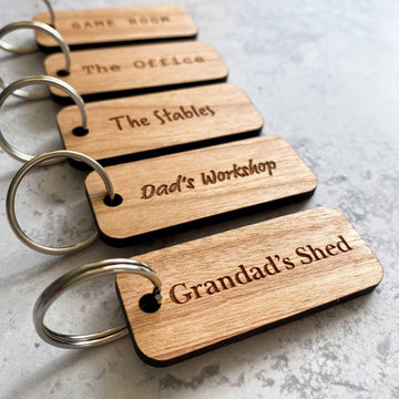 Haoser Customized Wooden Keyring for DIY Projects - Laser Engravable, Printable & Writable, Design Wooden Key Chain for Gifting Friendship Day Rectangle Shape (Multipack) (H-PM3-KEYRING-2-P5) - Haoser