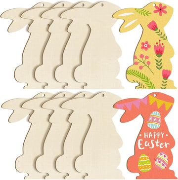Curious Button 5 Pieces Unfinished Wooden 2Rabbit Style Hanging Ornament for DIY Home Decoration, MDF Cutouts, Perfect Wooden Cutouts for Home Decor, Charming Wooden Hanging Ornaments (5x7IN) - Haoser