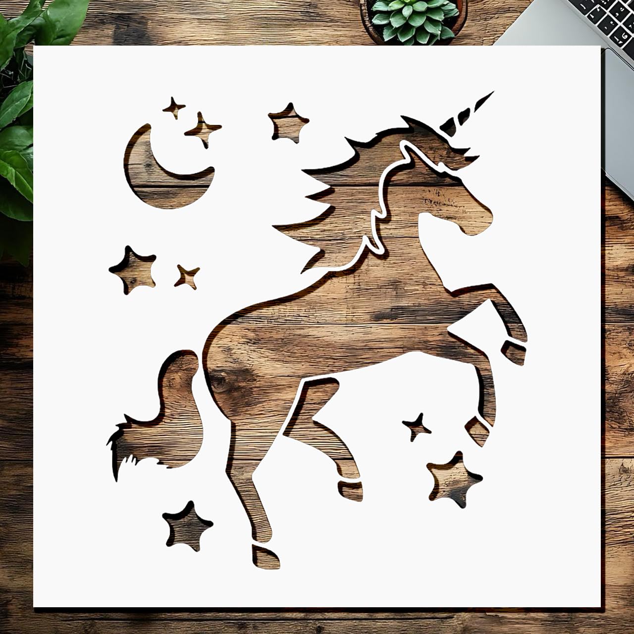 Tiger Head Stencil – 10 x 10 Inch Reusable Plastic Template for Painting, DIY Crafts, Wall Art