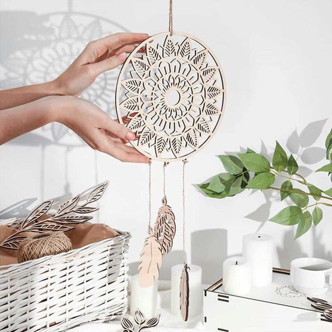 Haoser Pack of 1 Pices Wooden Dream Catcher, Wall Hanging Decor, Bedroom Kids, Home Decoration, Art Ornament Craft Gift , Wall Decor, Dream Catcher for Home Wall Decoration - Haoser
