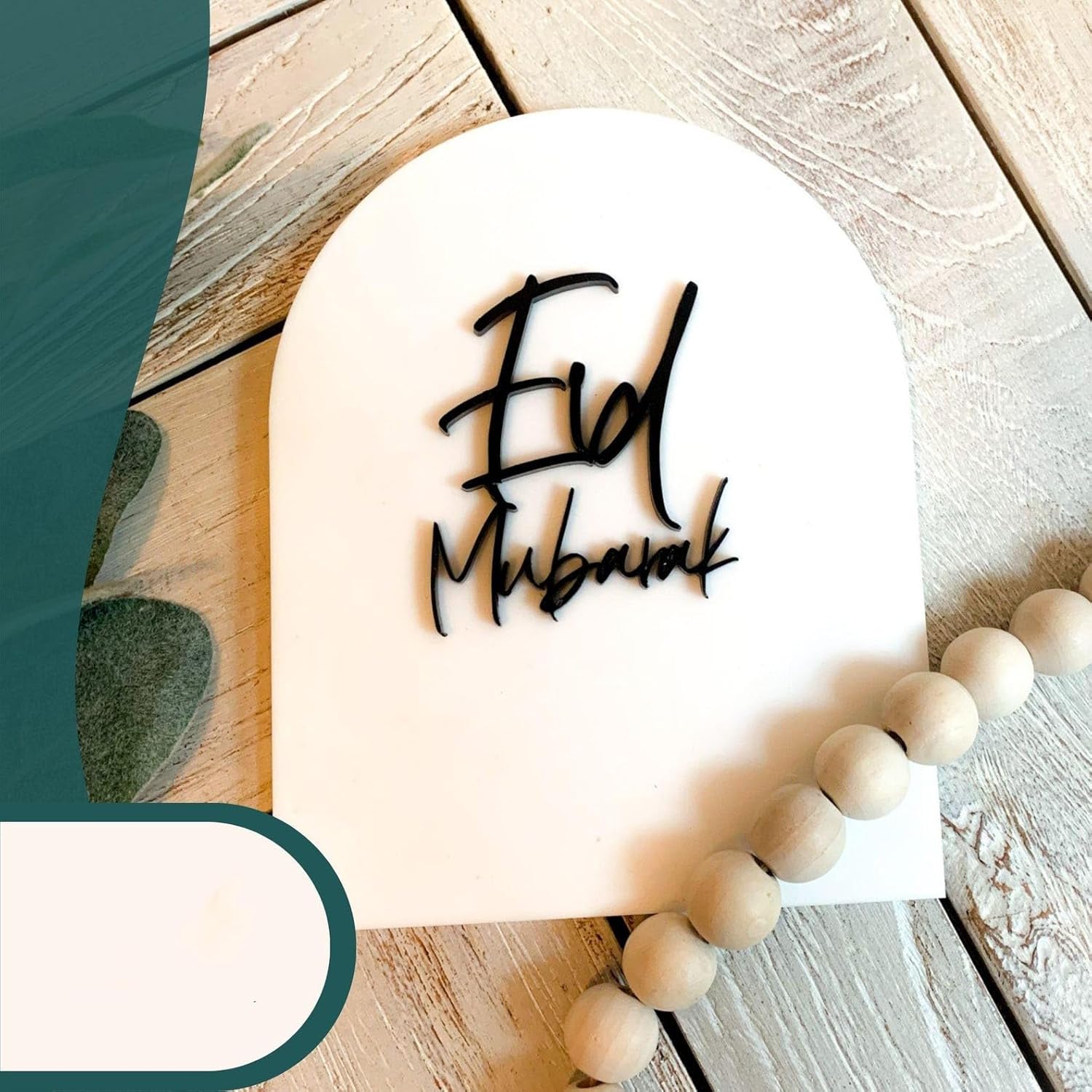 Ramadan Mubarak & Eid Mubarak Wooden Changeable Sign – Boho Arch Islamic Decor MDF Cutout