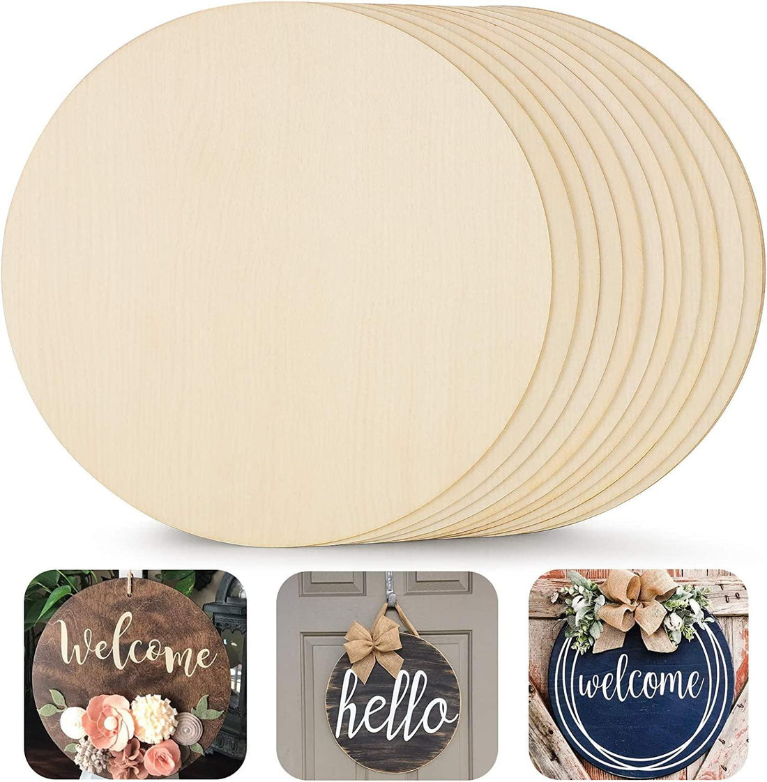 Haoser 5 Round Circle MDF Pine Wood 12 in MDF Boards for Art and Craft - 2.5mm Unfinished Round Wood Slices for Resin Art, Mandala Art,Pyrography, Painting, Plain Pine MDF Coasters -5 Pice - Haoser
