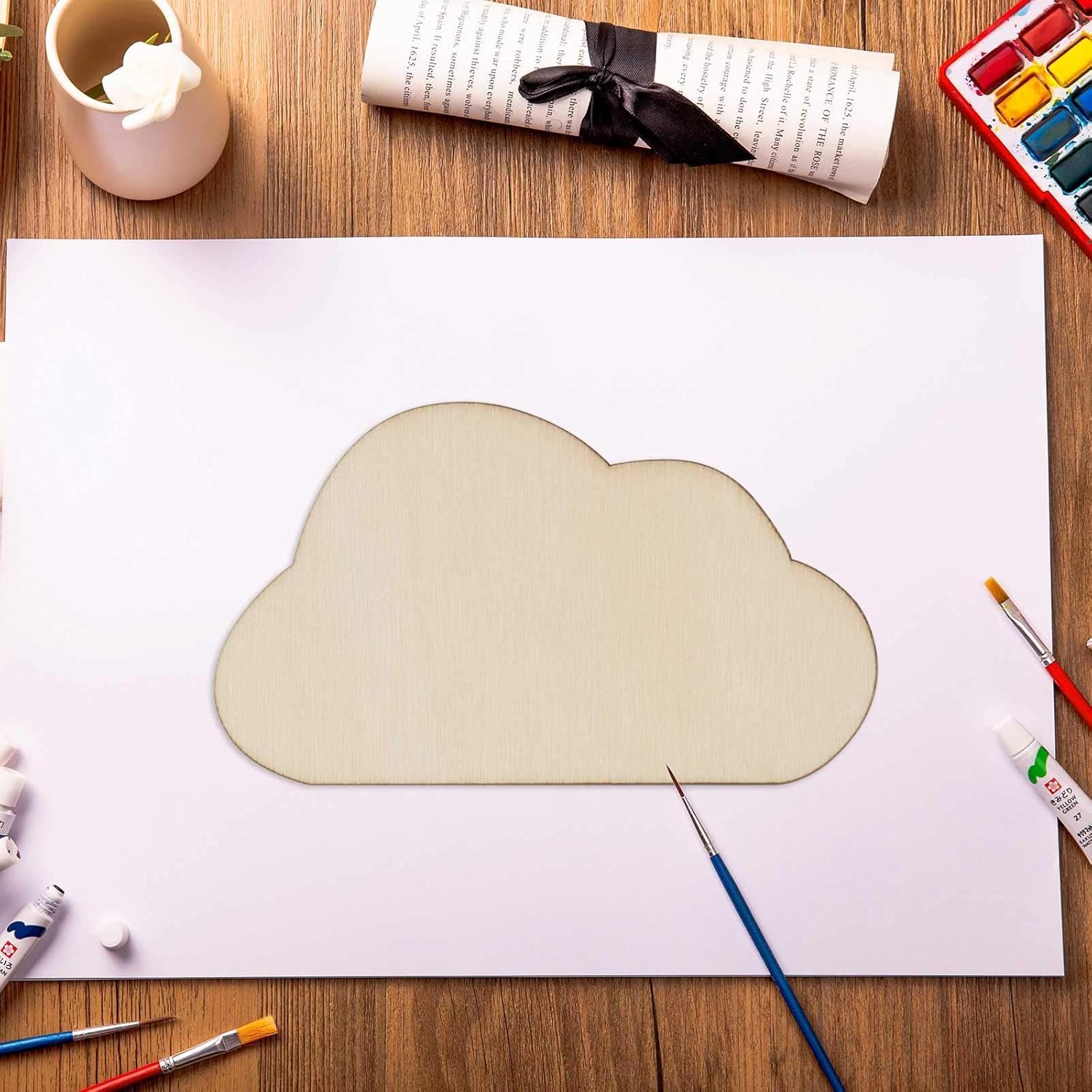 20 Pcs Wooden Cloud Shaped Cutouts Unfinished Wood Tags for DIY Crafts, Painting