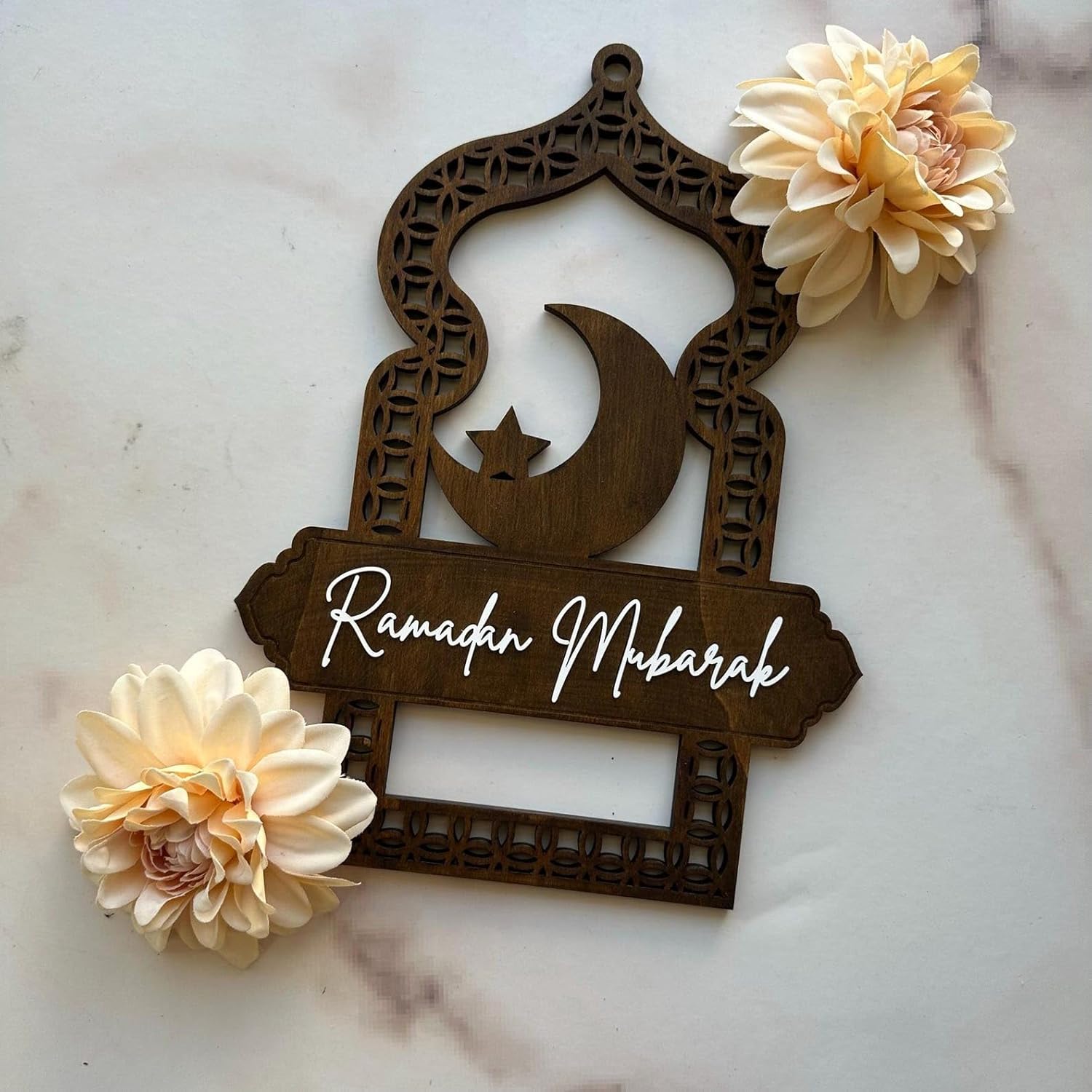 Ramadan Mubarak MDF Wood Sign | Islamic Eid Decor Hanging Lantern Shape