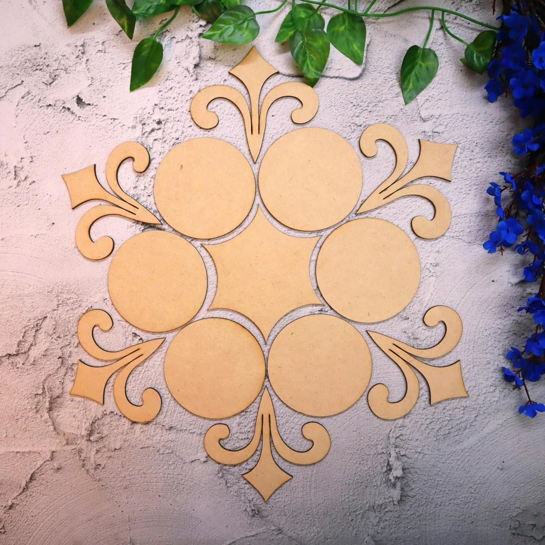 Wooden MDF Rangoli 10x10 Inch | DIY Base for Diwali Decoration & Mandala Art | Unfinished Craft Board | MDF Rangoli for Painting