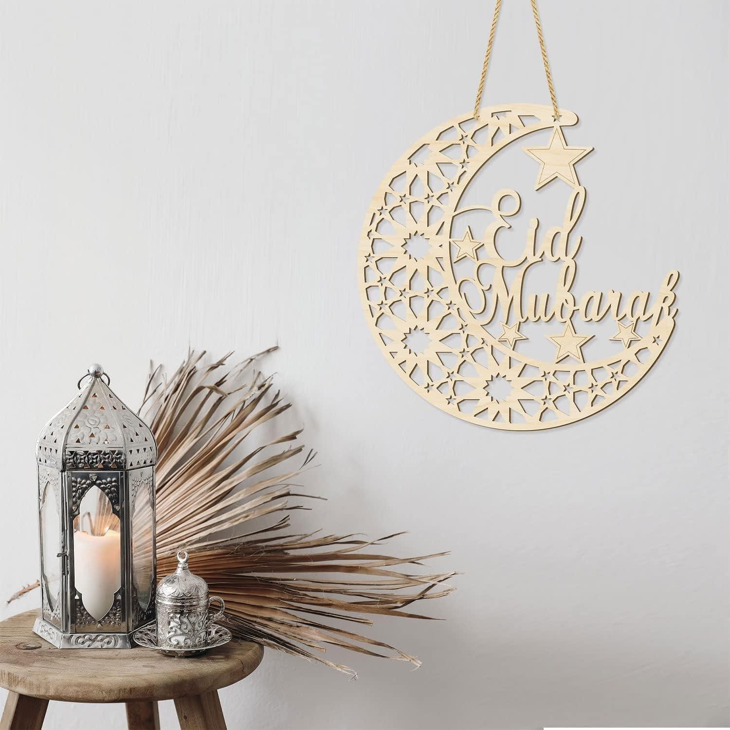 Haoser Eid Wreath - Eid Mubarak Sign (12 inches) - Ramadan Decorations for Home - Ramadan Decor -Ramadan Door Decoration - Ramadan Sign 2024- Ramadan Gifts - Haoser