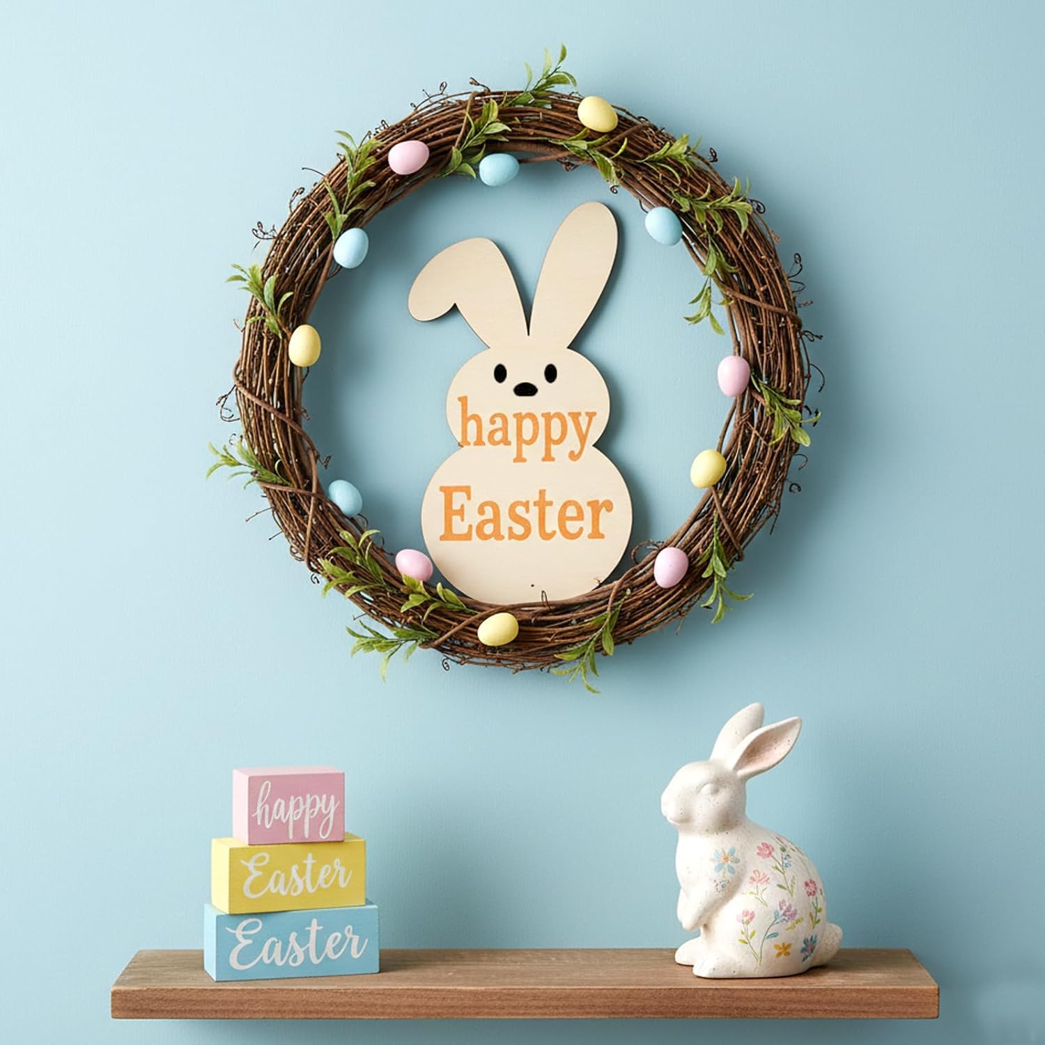 4 Pcs Wooden Bunny Cutouts 9.5x5.1 Inch | Unfinished Easter Rabbit Wood Shapes for DIY Painting