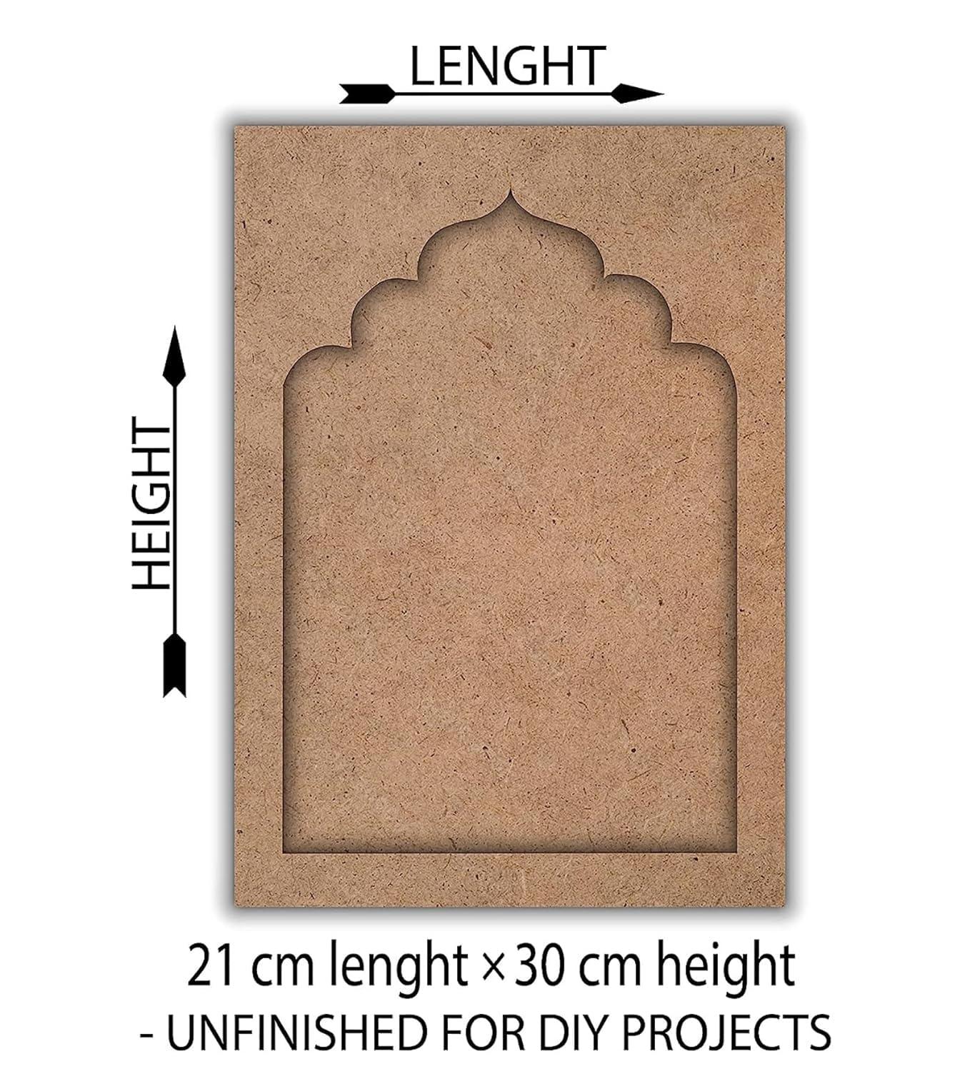Haoser Plain MDF jharokha Cutouts for Art and Craft|Set of 2 Plain Wooden Jharokha MDF Cutouts Wall Decor Wooden Jharokha MDF Jharokha Cutout (L X H 21 X 30 CM) - Haoser