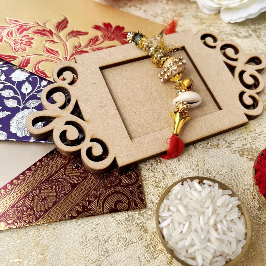 Pack of 2 Mini Platter Photo Magnet – 2-Layer Wooden MDF Gift for Rakshabandhan