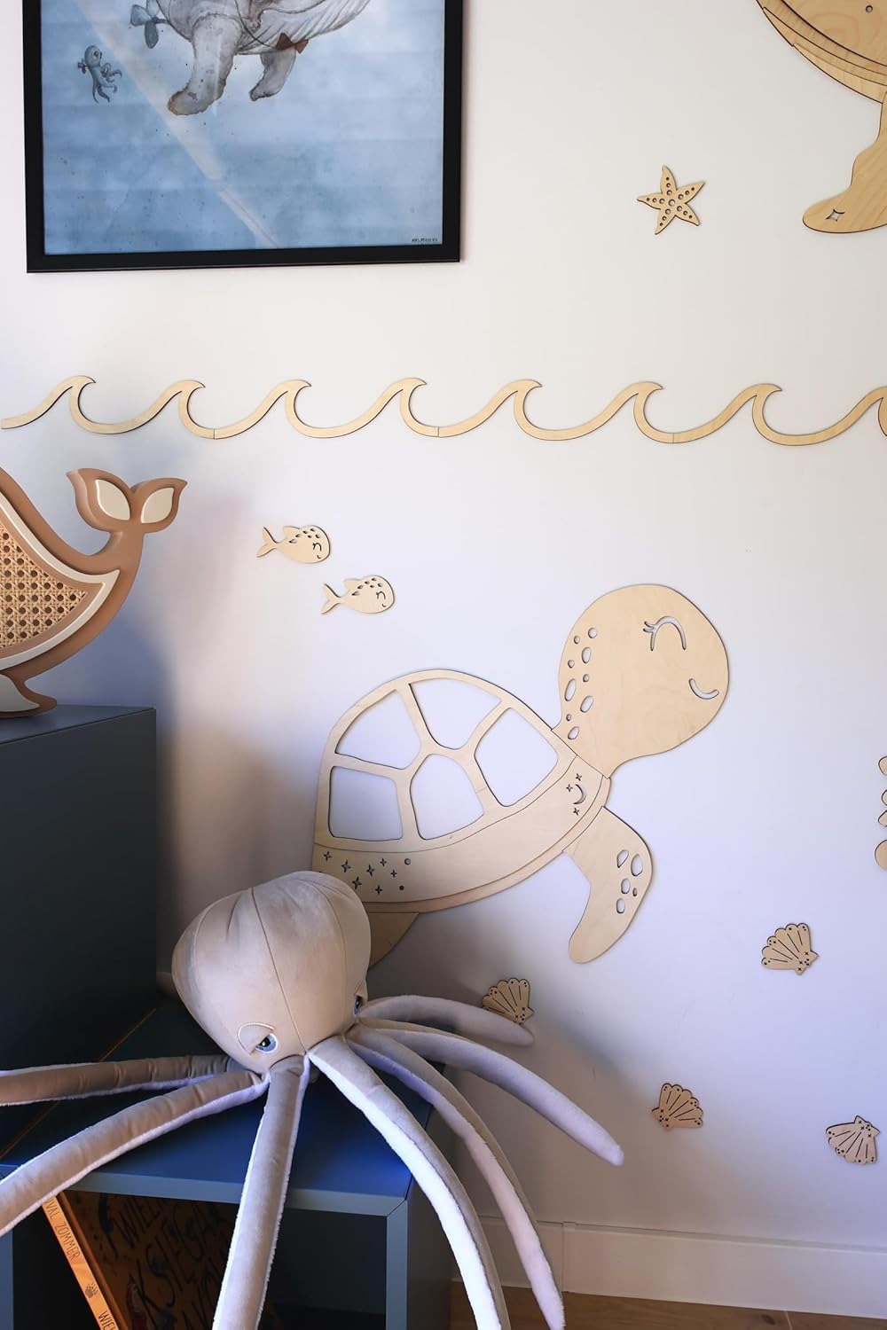 Wooden Turtle Wall Decor for Kids Room | Ocean Theme Nursery Wall Art
