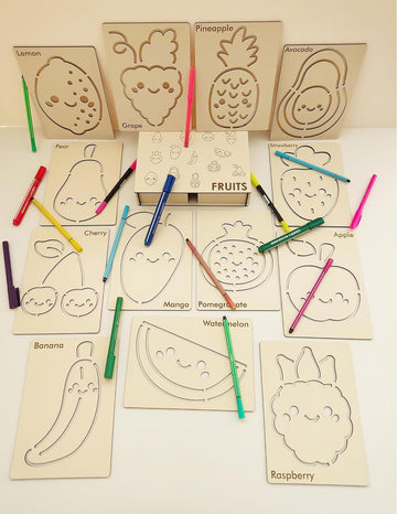 Pack of 13 Fruit Shape MDF DIY Art & Craft Base Boards | Kids Painting Craft Kit