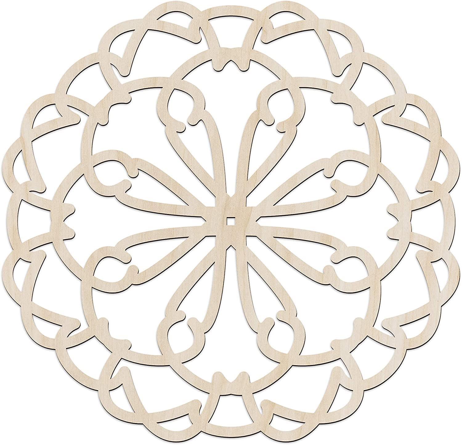 Haoser Mandala Wooden Wall Art, Whirl Look Lattice Abstarct Geometric, Birch Wood Plywood Rustic Wall Art Accent for Hallway Bedroom Living Room Cafes and Offices (Mandala Design-23_30CM) - Haoser