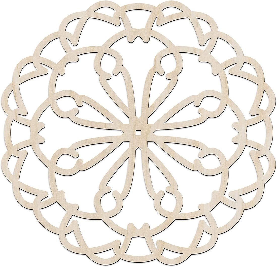 Haoser Mandala Wooden Wall Art, Whirl Look Lattice Abstarct Geometric, Birch Wood Plywood Rustic Wall Art Accent for Hallway Bedroom Living Room Cafes and Offices (Mandala Design-23_30CM) - Haoser
