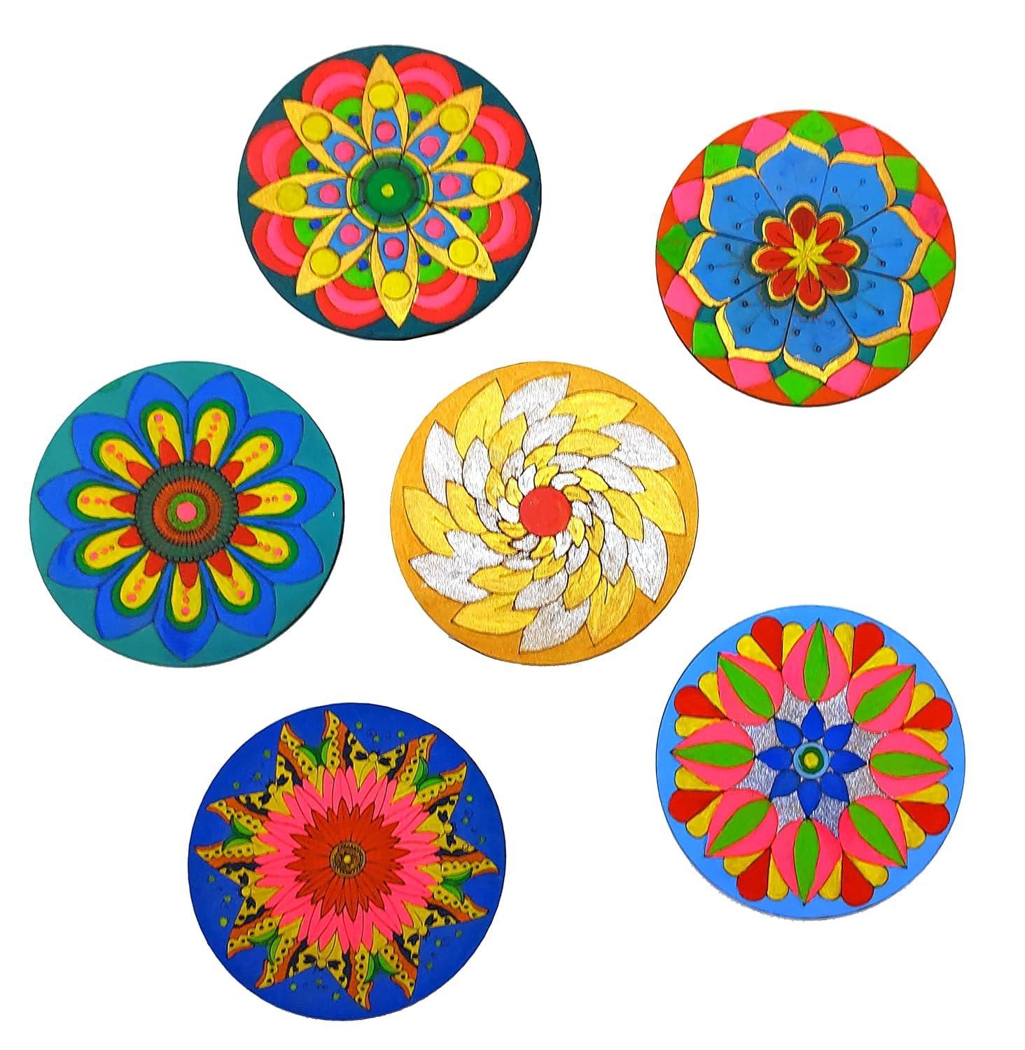 Haoser Wooden Flower Painting kit, Wooden Coaster Paint Kits for Adults Kids, DIY Kit for Birthday Gift, Wooden Mandala Painting Kit | Tea Coasters Art and Craft Kit for Kid Coaster DIY Kit Set - Haoser