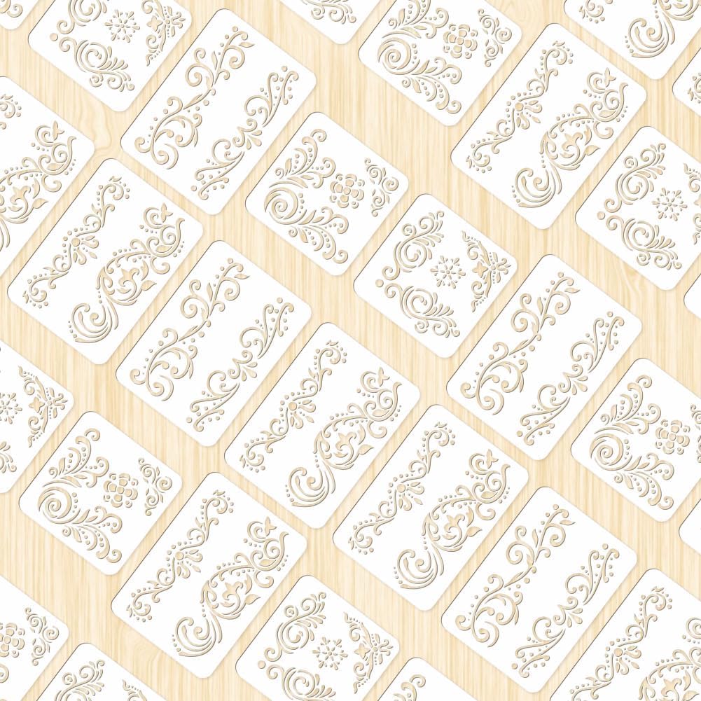 4 Pcs Constellation Theme Corner Stencils for Painting – Reusable Large Floral Tile Stencils for Wall