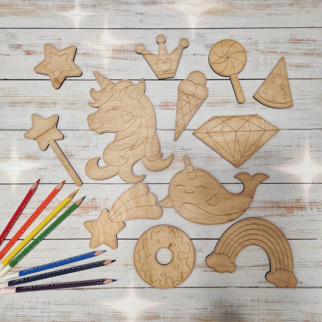 Haoser Unicorn Wooden Coloring kit for Girls | Art and Craft Kit for Girls 6-8|Birthday Gift for Girls 5+ Years|Unicorn Gifts for Girls |Unicorn Crafts Wooden Unicorn Cutouts Slices DIY - Haoser