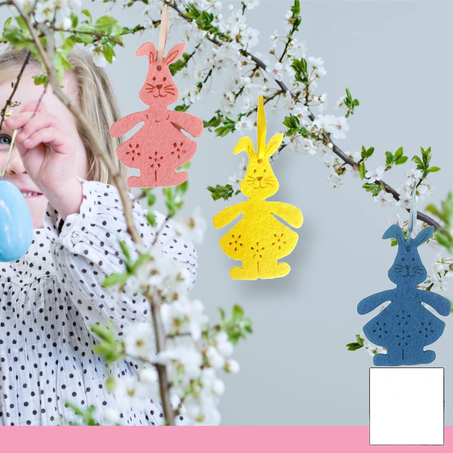 8 Pcs Felt Hanging Bunny Ornaments | Easter Bunny Decorations for Tree & Door