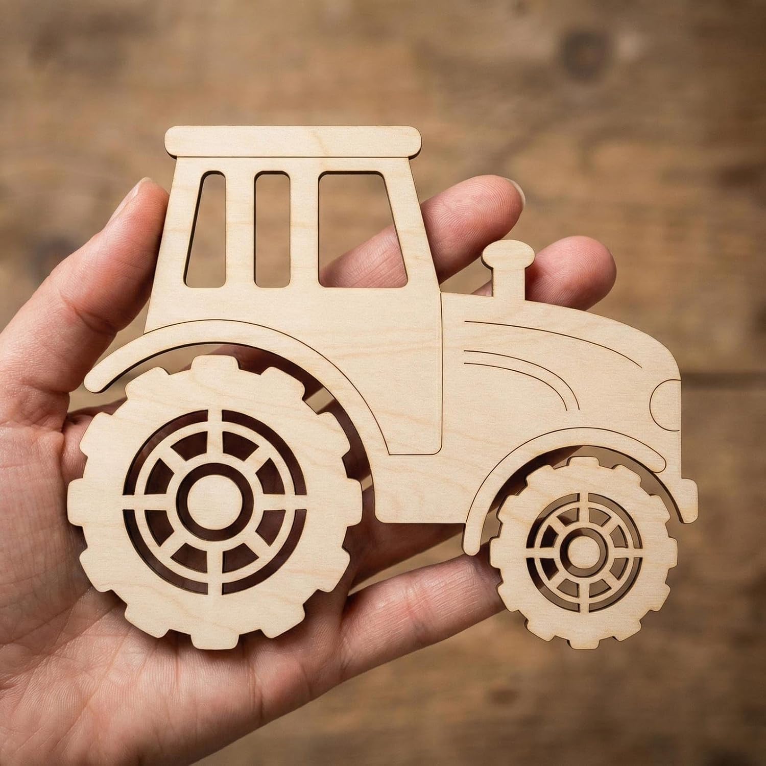 5 Pcs Wooden Tractor Cutouts 6 Inch | Unfinished Wood Farm