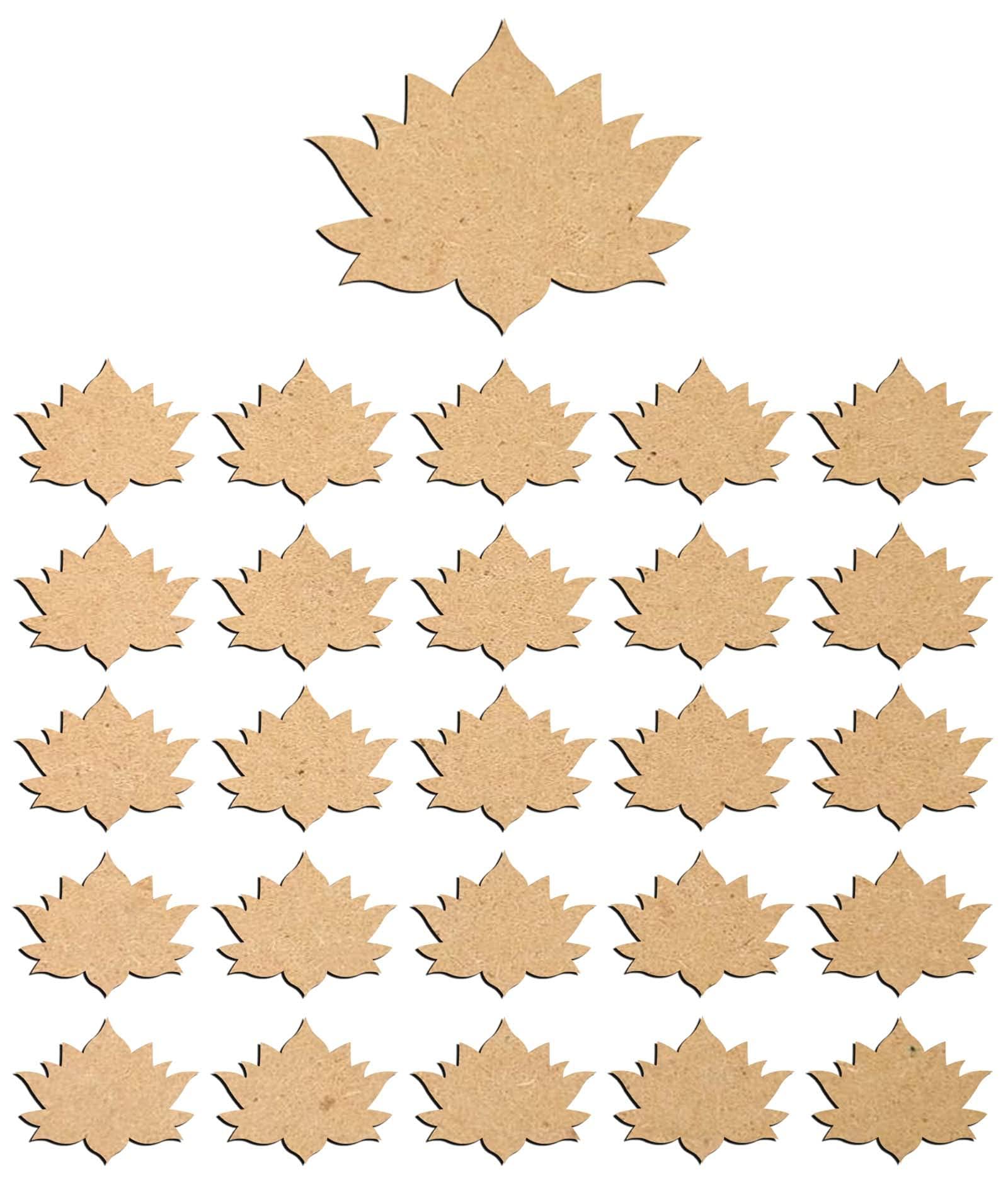 Haoser 3mm Wooden Lotus Cutouts for Scrapbooking Arts Crafts DIY Decoration Display Décor - Haoser