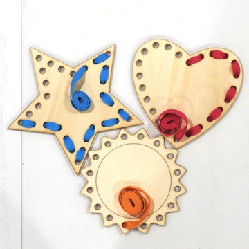 3 Pcs Wooden Shape Lacing Toy for Kids | Montessori Threading Puzzle Board