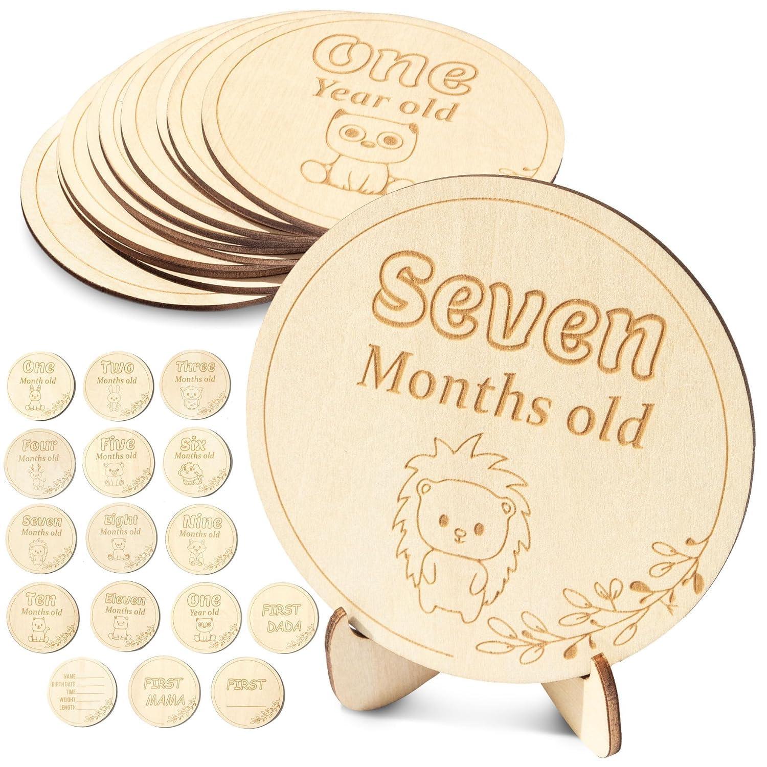 Haoser Baby Milestone Cards, 16 Pc. Newborn Photography Prop Set, Cute Boy and Girl 1st Memory Keepsakes, Milestone Cards |New Baby Gift | Baby Shower Gift/Photoprops Item - Haoser