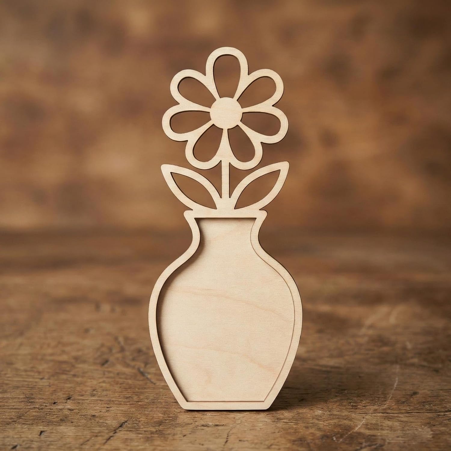 Wooden 5 Pcs Wooden Daisy Flower in Vase Craft Blank 4 Inch | MDF Floral Cutout | DIY Flower Craft Shape for Painting