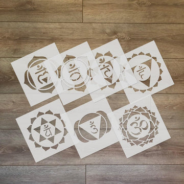 7 Pcs Seven Chakra Stencil – 8x8 Inch Reusable Sacred Geometry for Yoga Meditation Mindfulness