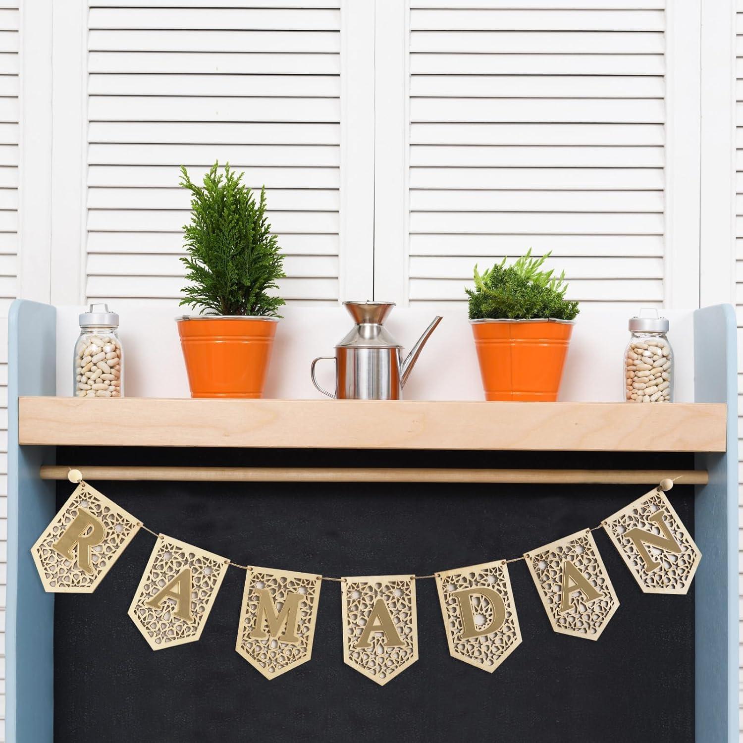 Haoser Ramadan Banner Decorations for Home 2024 Eid Mubarak Wooden Sign Ramadan/Eid Banner, Islamic Decor, Eid Mubark Decorations for Home,Islamic Muslim Mosque Door Fireplace Decor Ramadan Gifts - Haoser