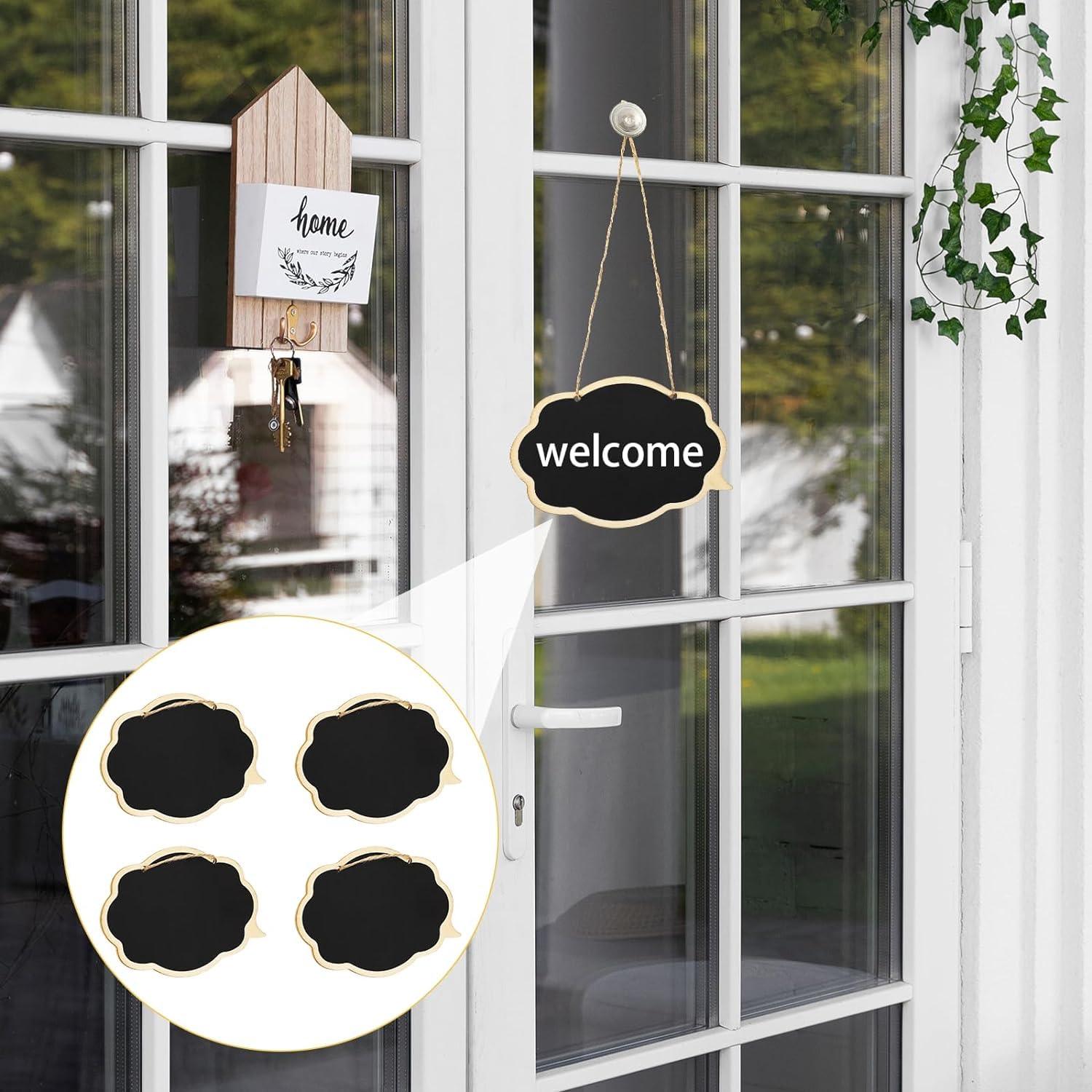 Haoser Chalkboard Tags with Jute Twine, Mini Erasable Chalkboards with Hanging String, Wooden Mini Chalkboard Signs, Hanging Chalkboard Labels, Price Tags, Message Tags - Haoser