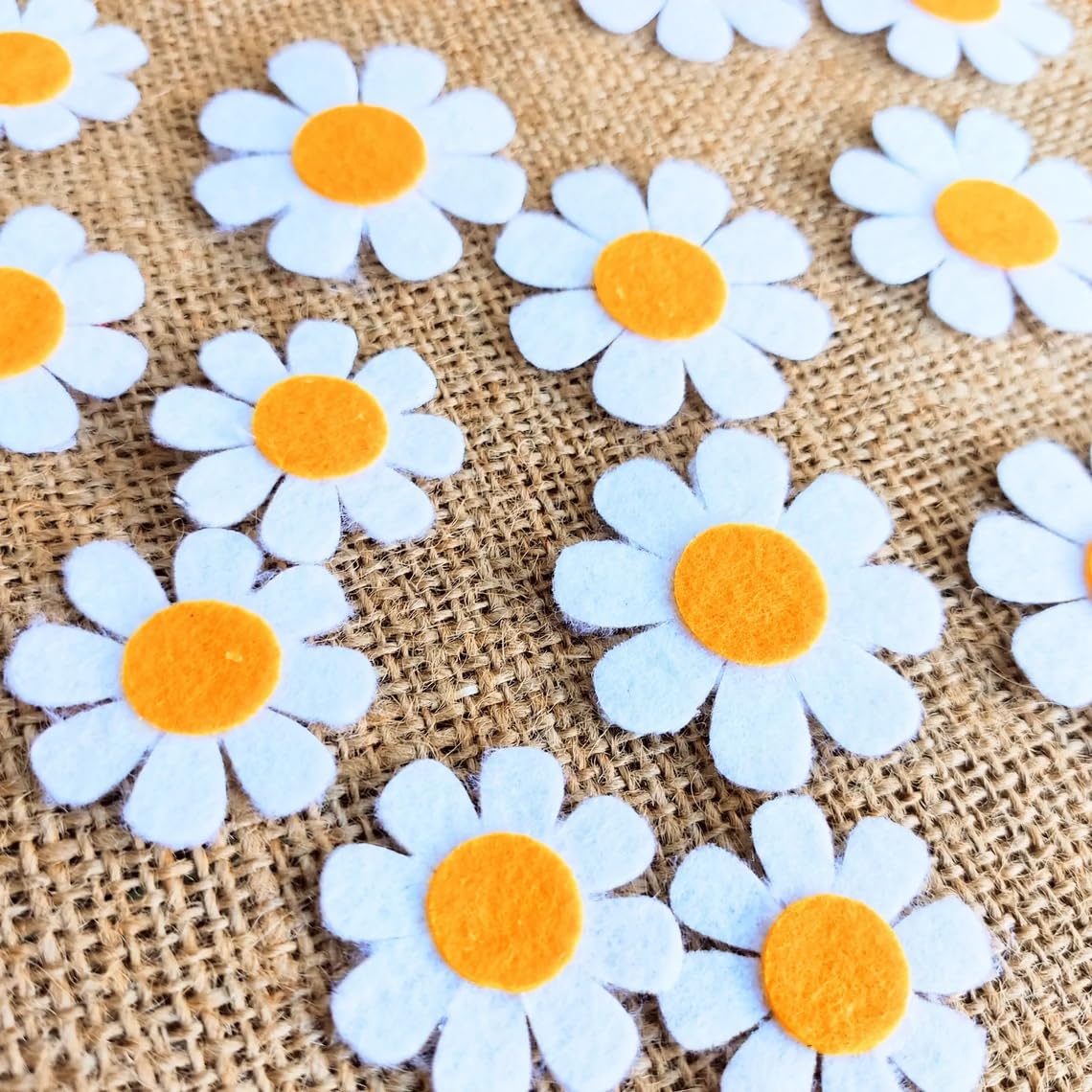 Pack of 25 Felt Daisy Embellishments – Die Cut Flowers for Scrapbooking