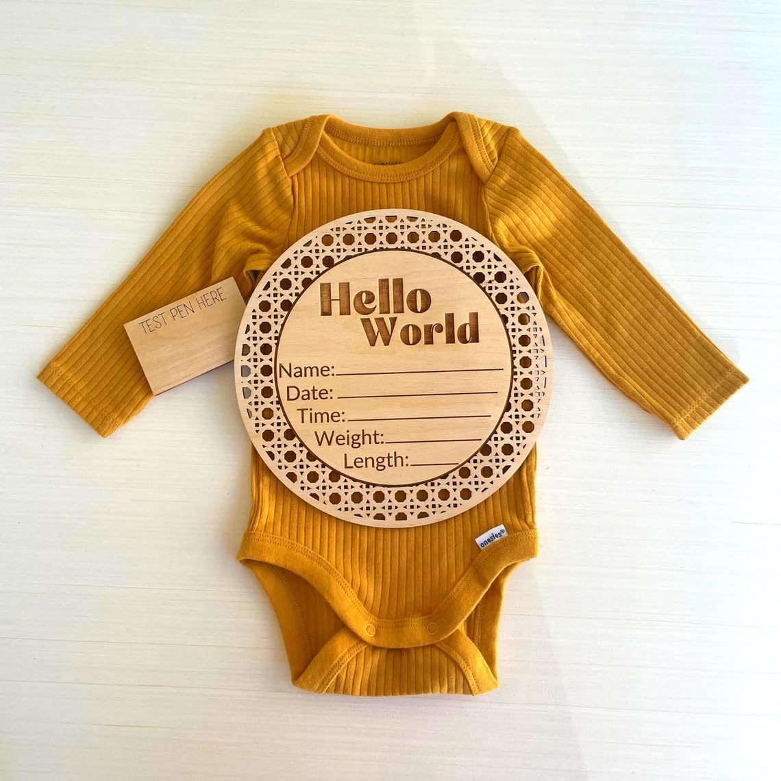 Pack of 14 Boho Baby Monthly Milestone Cards, Wooden Photo Props