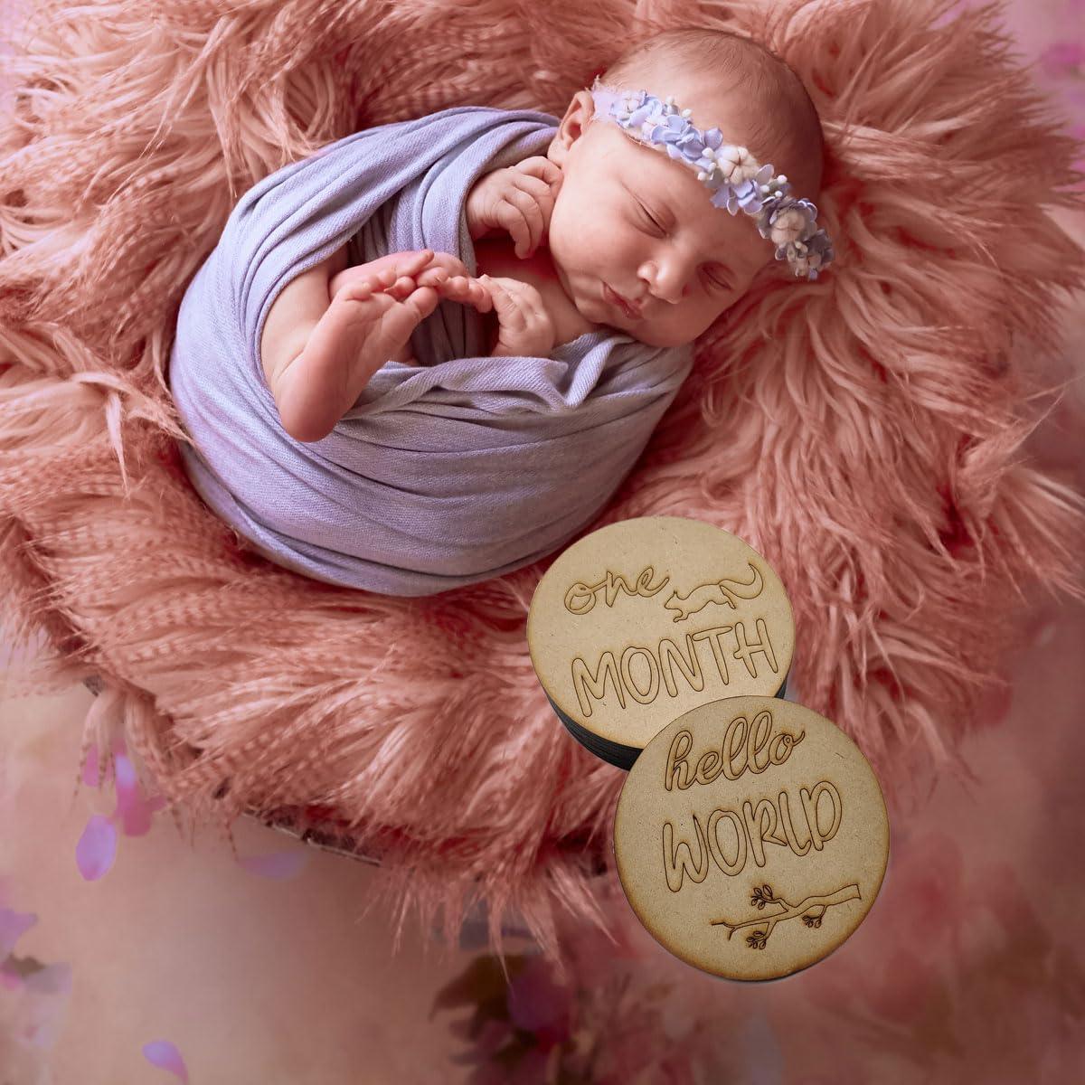 HaoserBaby Milestones, Baby Milestone Discs, Baby Milestone Wooden Markers, Newborn Photo Prop, Baby Milestone Blocks, Baby Milestone Cards, Gift - Haoser