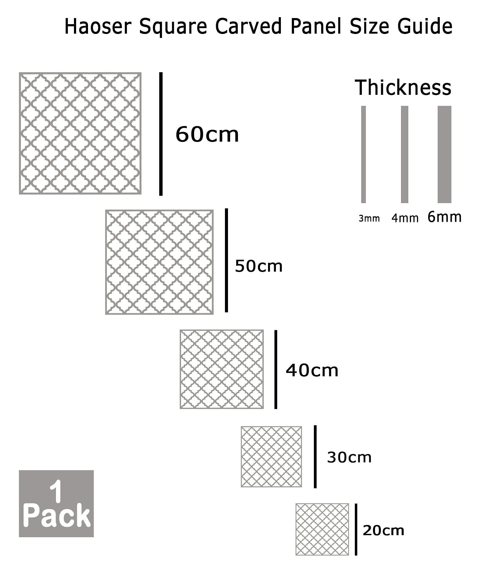 Haoser Wall Hanging Wooden Carved Panel for Room Partition, Cabinet Doors, Windows (Square Panel-1) - Haoser