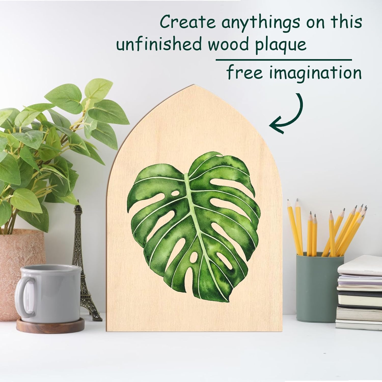 12 Pack Gothic Arch Wood Plaques – MDF Shield Plaques | Unfinished Wood Gothic Arch MDF Cutouts