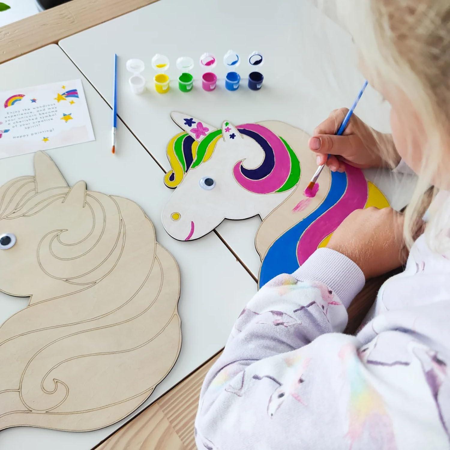 Haoser Engrave Unicorn Shape Wooden Crafts for Kids Painting DIY Crafts,Engrave Unicorn Wooden for Craft Supplies, Spring Party Home Decorations (30cm) - Haoser