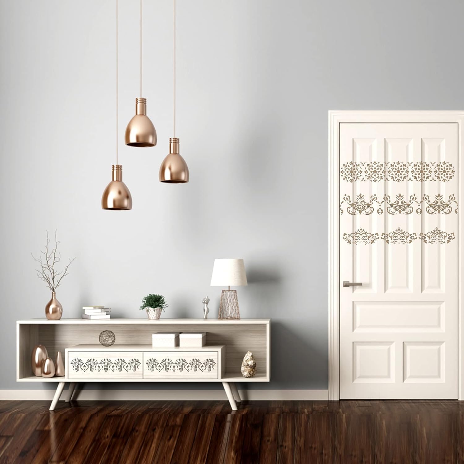 8 Pcs Flower Border Stencils – Ornate Mandala Stencil Set for Painting