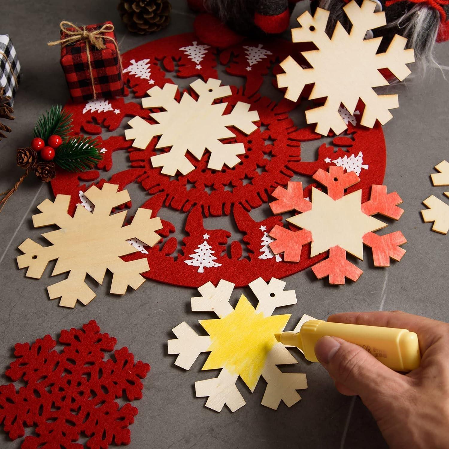 Haoser MDF Decorative Hanging orgnaments for chirtmas Craft, Unfinished Wood Cutouts Christmas Decoration DIY Crafts Wooden Christmas Tree MDF Christmas Ornaments - Haoser