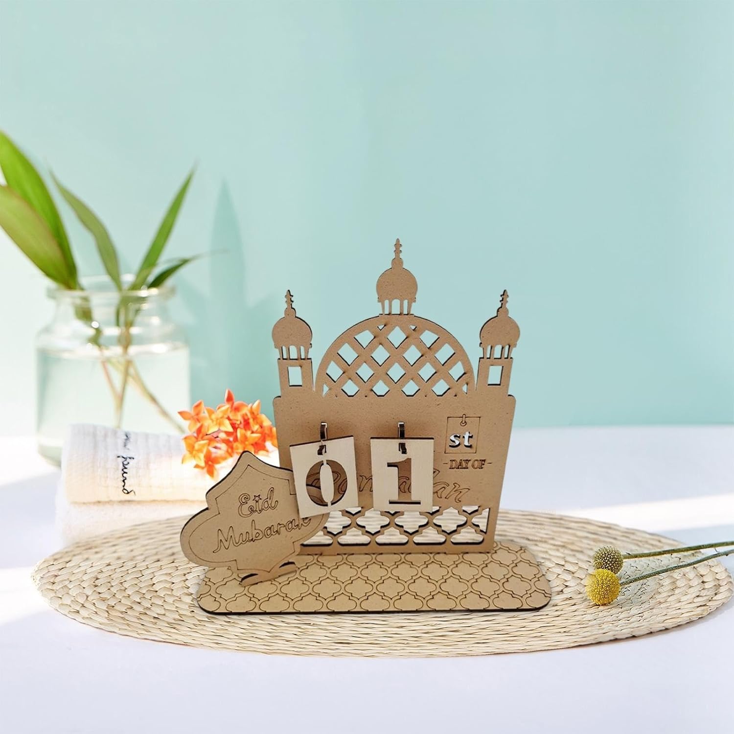 Ramadan Calendar Decoration for Tabletop | Wooden Ramadan Countdown Calendar