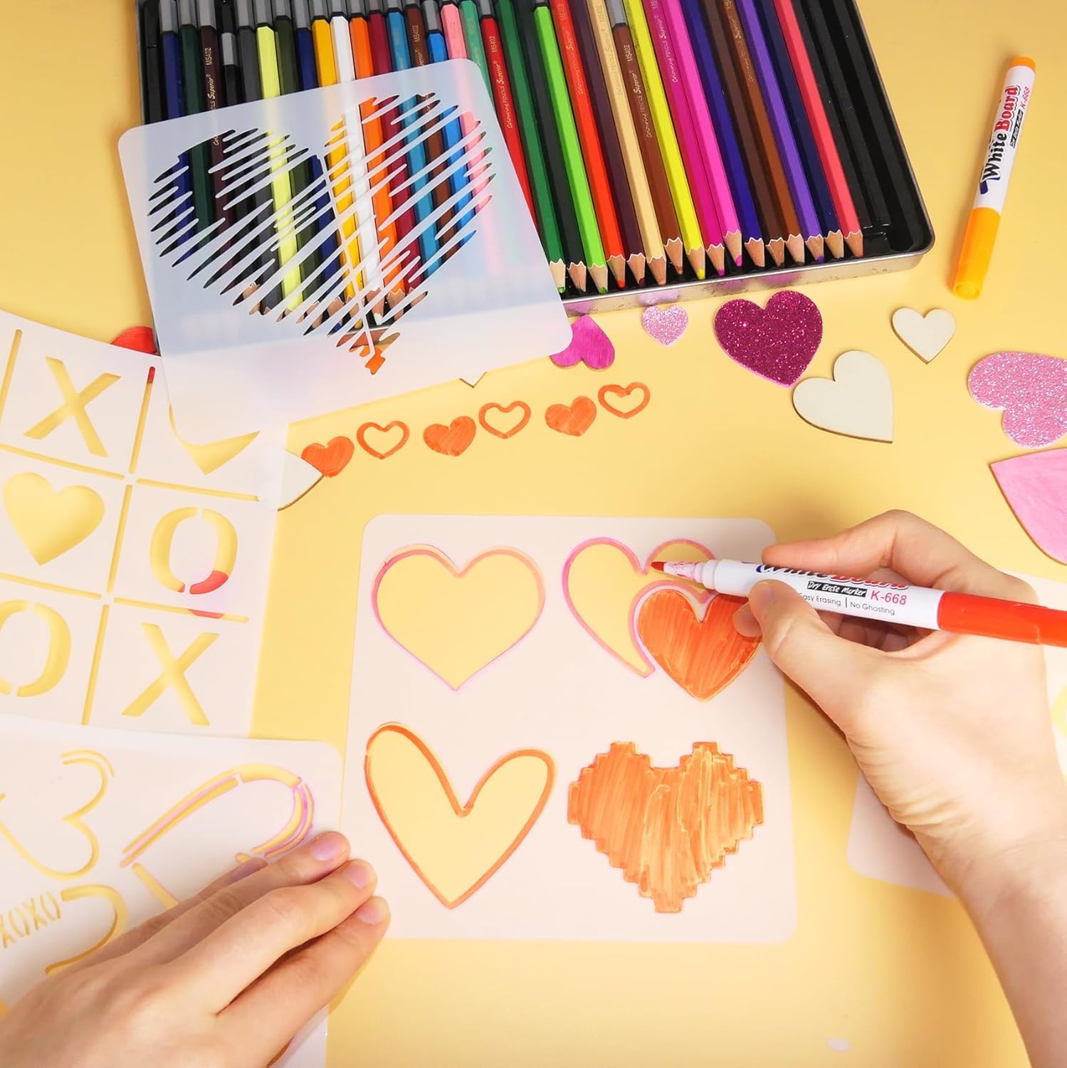 11 Pcs Heart Stencils for Painting – Reusable Plastic Heart Templates for Drawing on Wood, Crafts