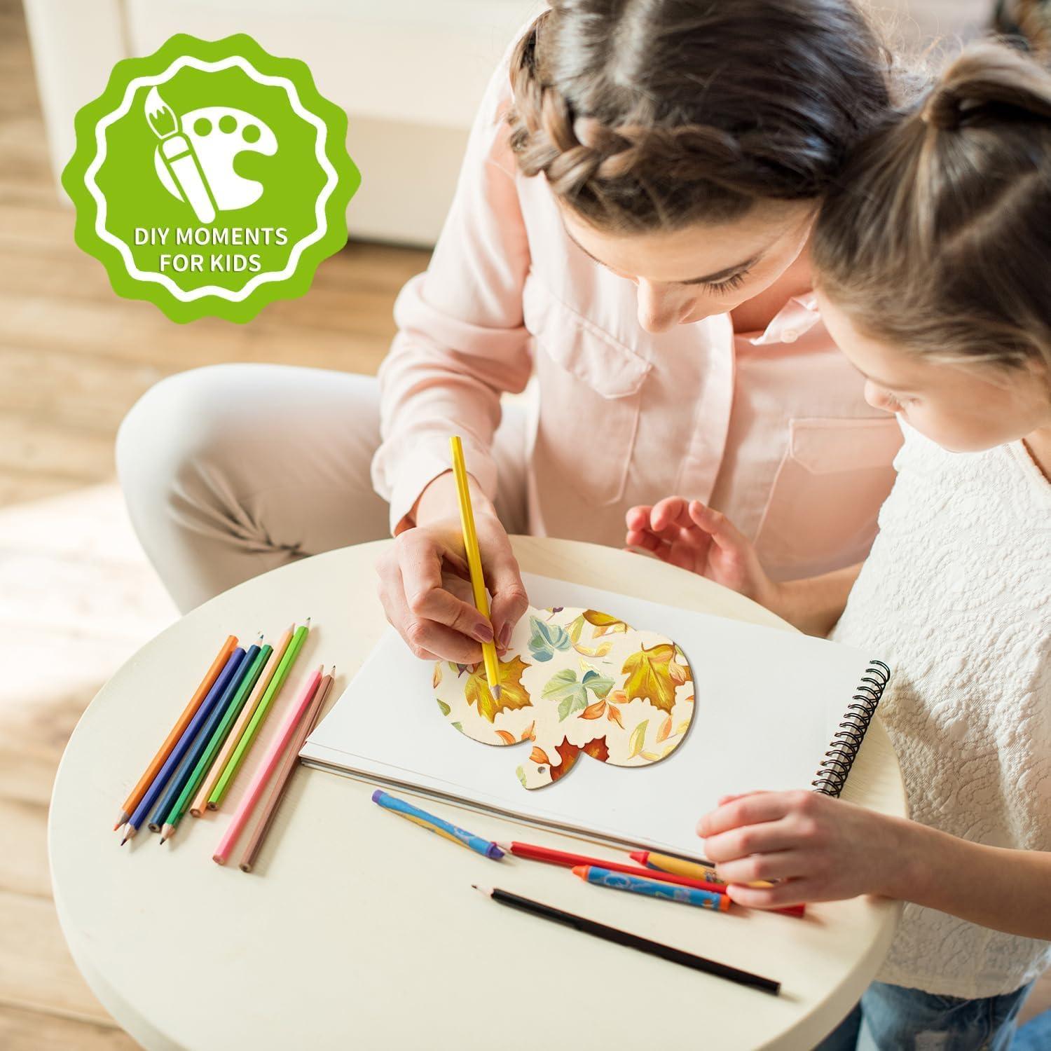 Curious Button 5 Pieces Unfinished Wooden Pumpkin2 Style Hanging Ornament for DIY Home Decoration, MDF Cutouts, Perfect Wooden Cutouts for Home Decor, Charming Wooden Hanging Ornaments (7x7IN) - Haoser