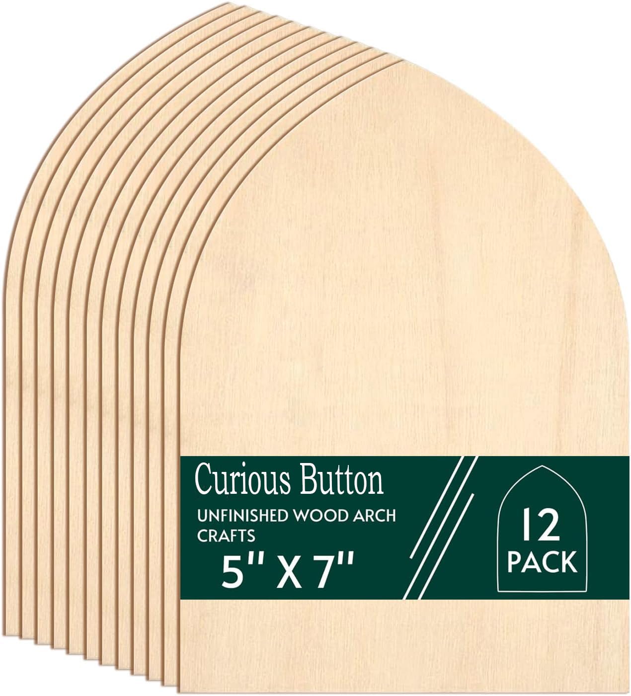 12 Pack Gothic Arch Wood Plaques – MDF Shield Plaques | Unfinished Wood Gothic Arch MDF Cutouts