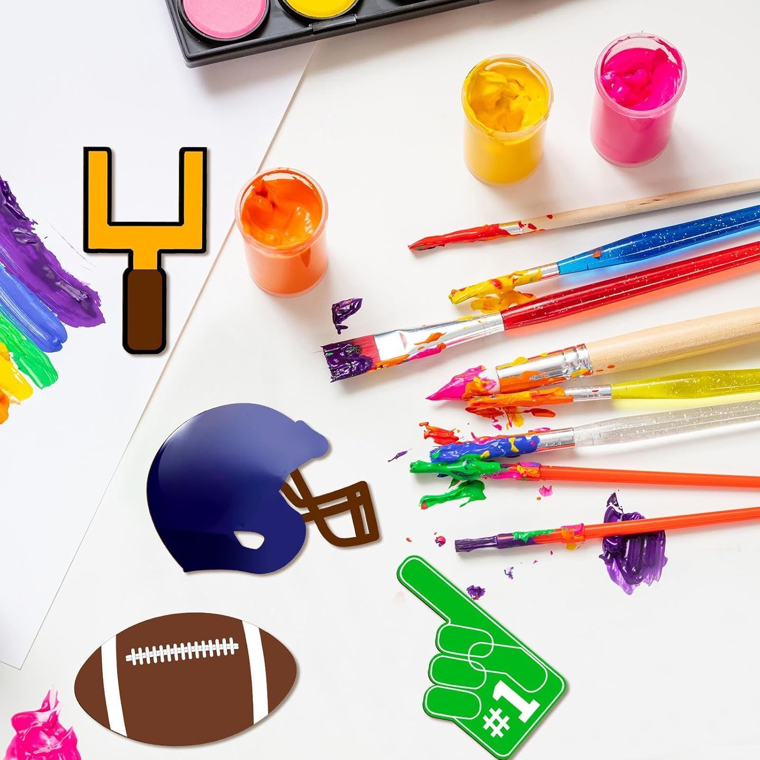 12 Pcs Football Helmet Wooden Cutouts for DIY Craft | Unfinished Wooden Shapes