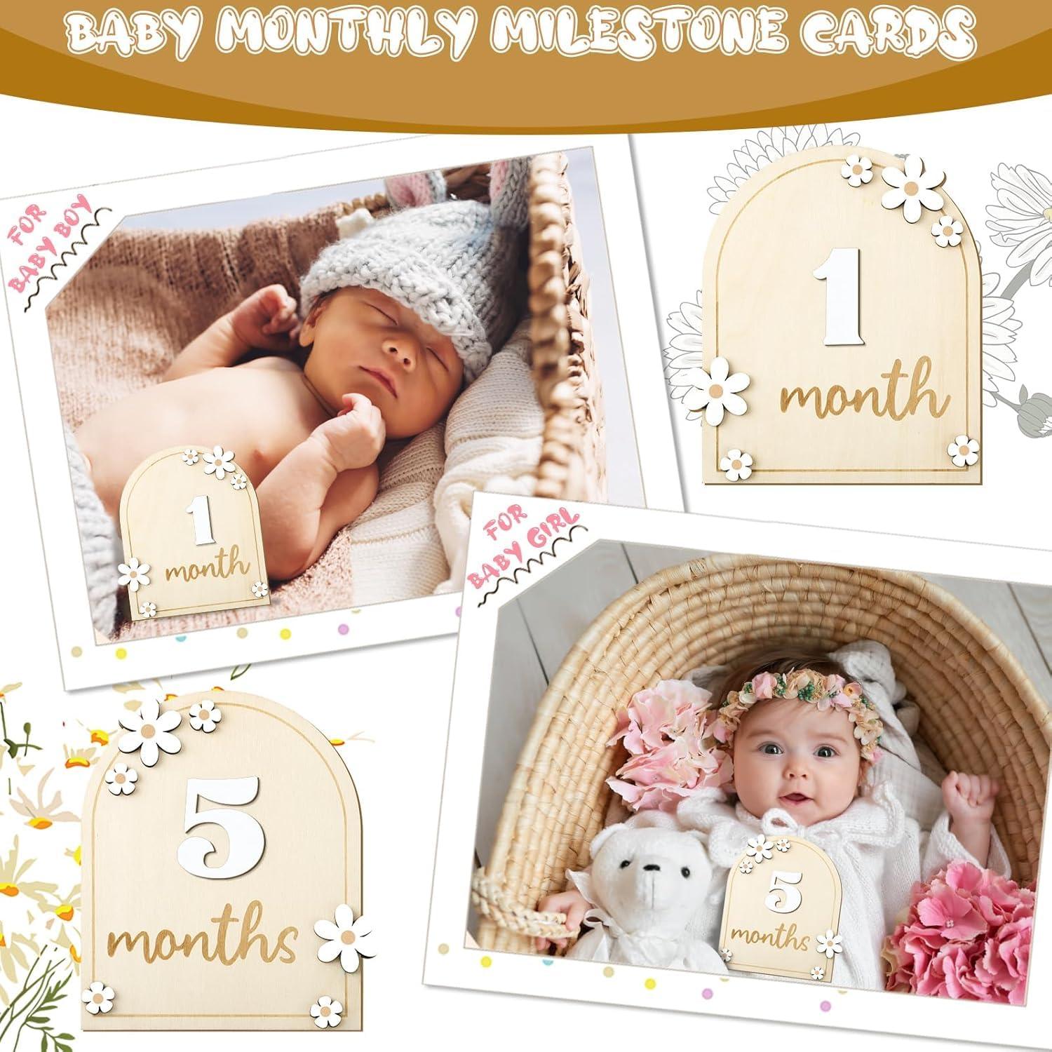 Haoser Baby Photo Props Wooden Baby Milestone Signs