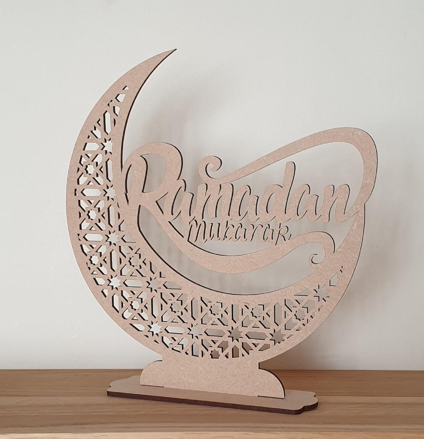 Ramadan Mubarak Wooden Sign Tabletop Decor | Islamic Home Decoration
