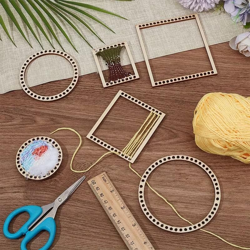 6 Pcs DIY Wooden Weaving Loom Craft Kit – Pine MDF Mini Loom Frames