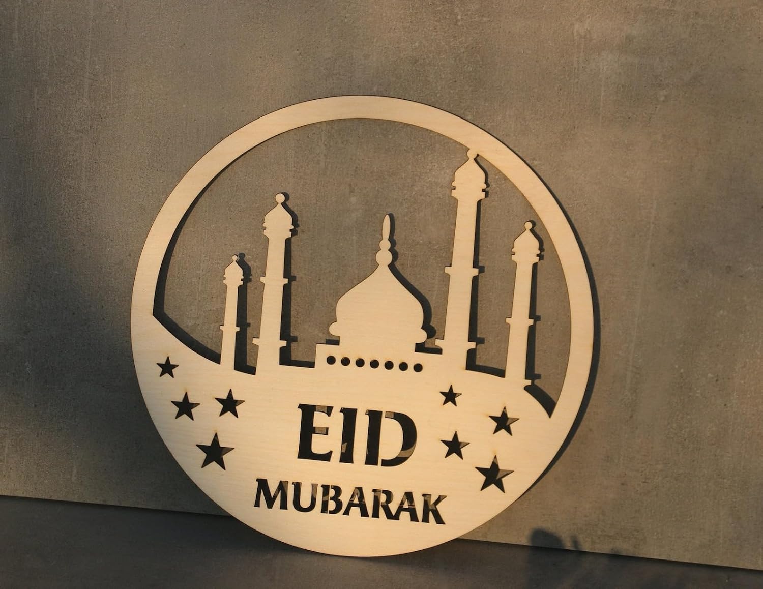 Eid Mubarak Wooden Wall Sign | Islamic Mosque Decor | Ramadan Eid Mubarak Hanging Wall Art | Muslim Home Decoration
