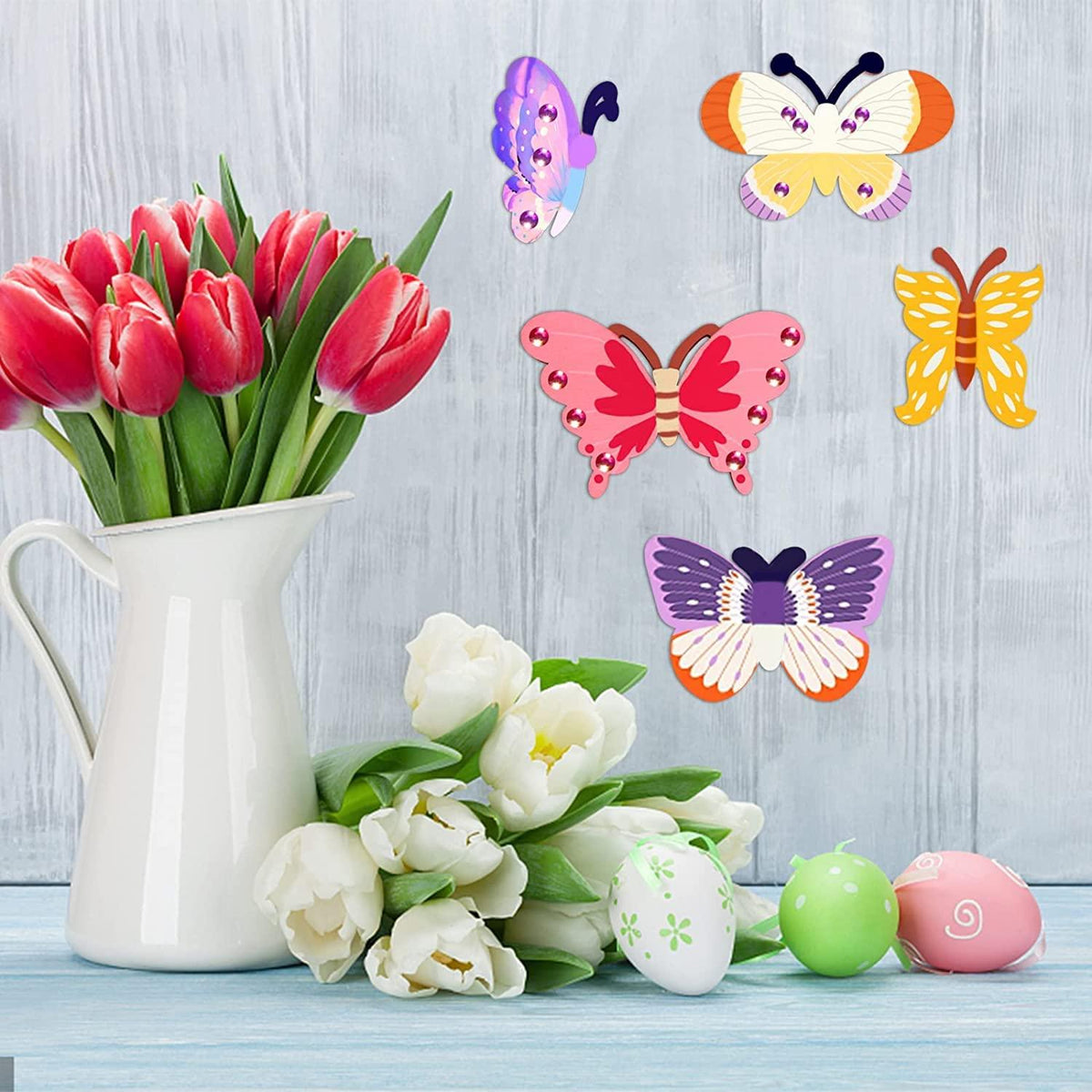 Haoser12 Pieces Unfinished Butterfly Wooden Cutouts 12 Styles Butterfly Wooden Paint Crafts for Kids Easter Spring Home Decoration Craft Project,Holiday Hanging Decorations,Painting Wood Craft, - Haoser